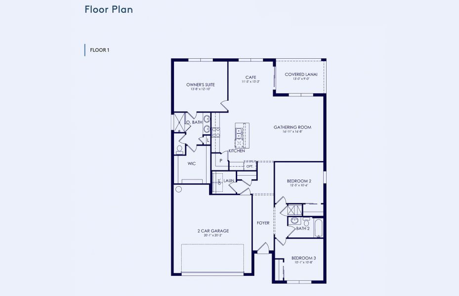 2D floor plan layout of this home in Marion Ranch, Ocala, FL (Image 3).
