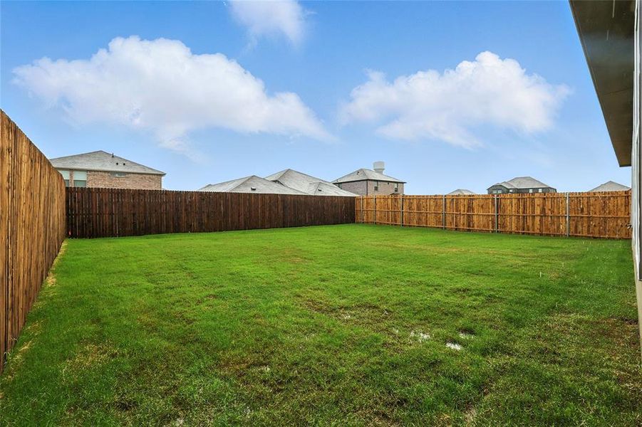 View of fenced backyard