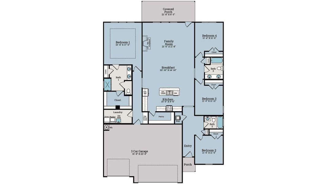 2D floor plan layout for the Pier by D.R. Horton in Breakfast Point East Phase II, Panama City Beach, FL (Image 3).