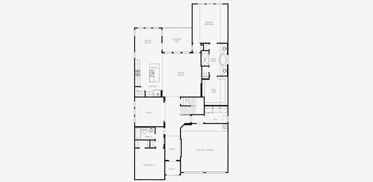 2D floor plan layout for the Chappell Hill II by Coventry Homes in South Pointe, Mansfield, TX (Image 3).