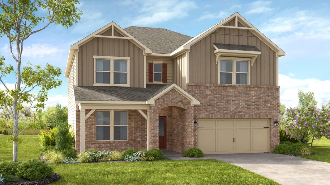Representative exterior photo of a completed home built from the Sheridan by Taylor Morrison in Falls Creek, Flowery Branch, GA (Image 5).