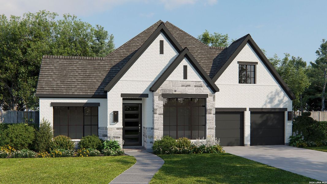Front exterior of a new home in Haby Hill, San Antonio, TX, highlighting curb appeal (Image 1). Front exterior of a new home in Haby Hill, San Antonio, TX, highlighting curb appeal (Image 1).