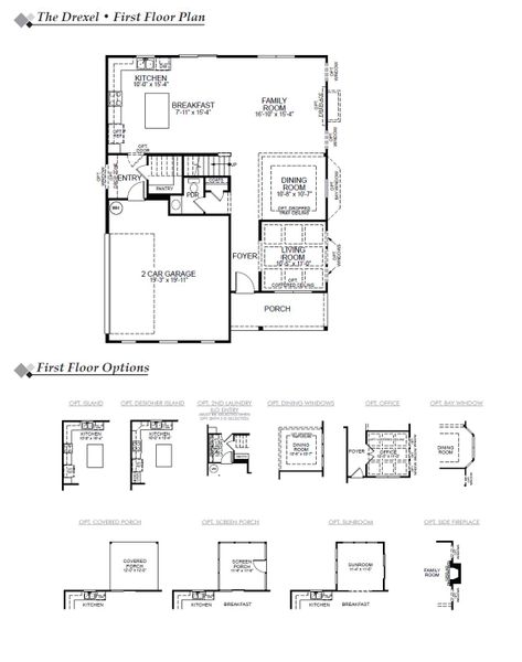 2D floor plan layout of this home in Waterford Commons, Rock Hill, SC (Image 2).