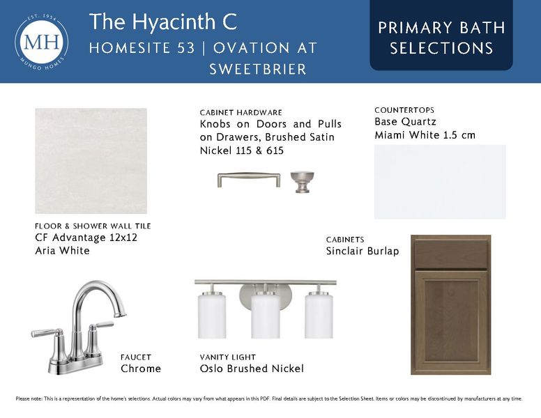 Sample of building materials used in homes in Ovation at Sweetbrier, Durham (Image 8).