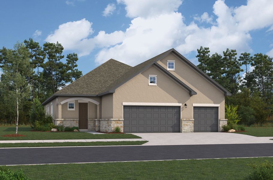 Representative exterior photo of a completed home built from the Alder by Beazer Homes in Cibolo Crossing, Universal City, TX (Image 2). Representative exterior photo of a completed home built from the Alder by Beazer Homes in Cibolo Crossing, Universal City, TX (Image 2).