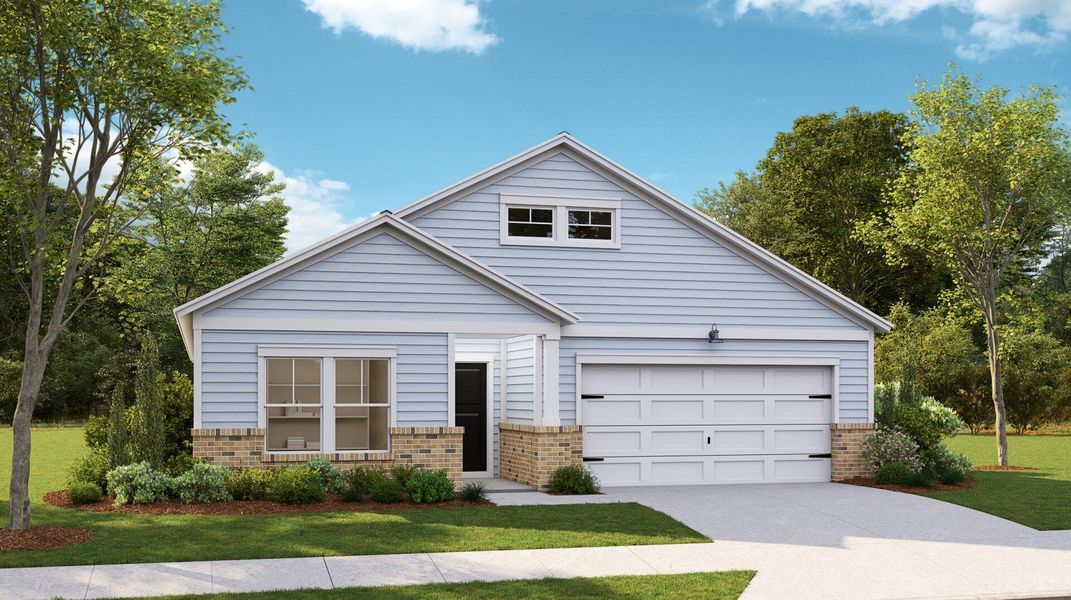 Front exterior of a new home in Horizons at Summers Corner | 55+: The Legends, Summerville, SC, highlighting curb appeal (Image 1).