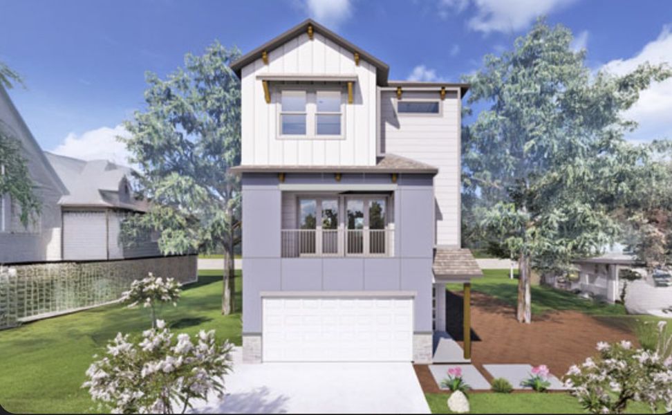 Representative exterior photo of a completed home built from the Rev by Saratoga Homes in Skyview, Alvin, TX (Image 1).