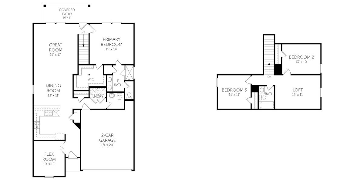 2D floor plan layout for the Gregg - Single Family Homes by Dream Finders Homes in Briarwood, Elgin, TX (Image 3). 2D floor plan layout for the Gregg - Single Family Homes by Dream Finders Homes in Briarwood, Elgin, TX (Image 3).