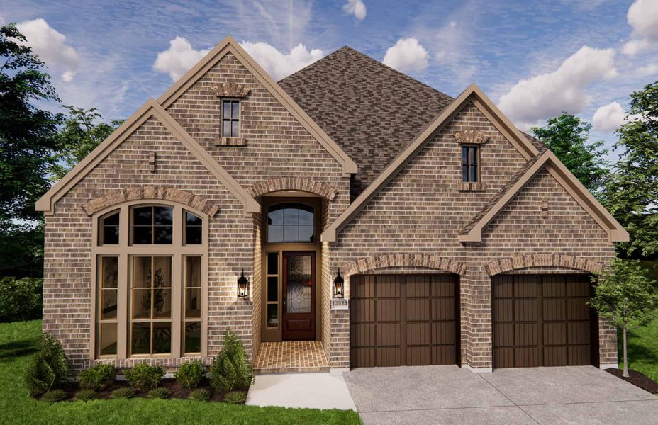 Representative exterior photo of a completed home built from the 2924 by Ravenna Homes in The Highlands 55′, Porter, TX (Image 1). Representative exterior photo of a completed home built from the 2924 by Ravenna Homes in The Highlands 55′, Porter, TX (Image 1).