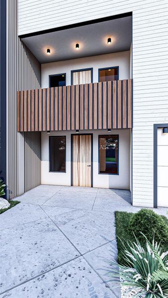 Entry and patio rendering Entry and patio rendering