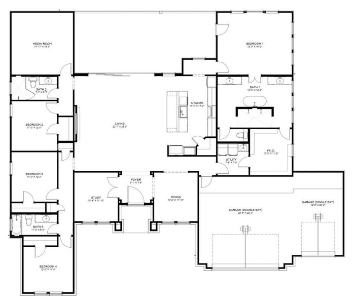 2D floor plan layout of this home in Bella Charca, Nolanville, TX (Image 3).