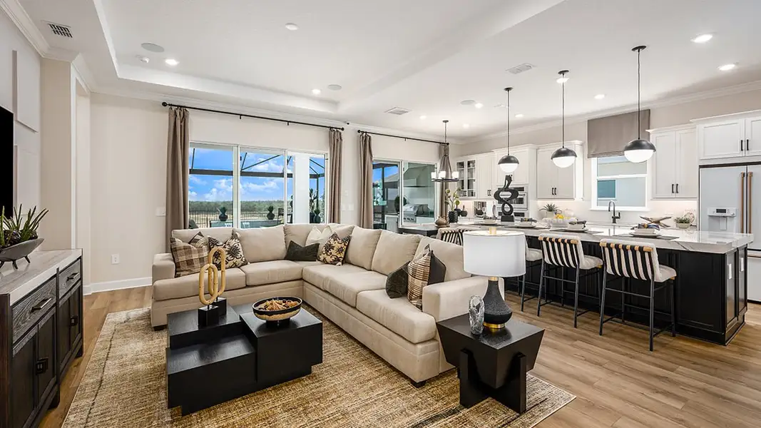 Furnished interior view inside a new home in Esplanade at McKinnon Groves, Winter Garden (Image 4). Furnished interior view inside a new home in Esplanade at McKinnon Groves, Winter Garden (Image 4).