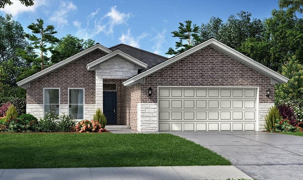 Front exterior of a new home in Lexington Heights, Willis, TX, highlighting curb appeal (Image 2). Front exterior of a new home in Lexington Heights, Willis, TX, highlighting curb appeal (Image 2).