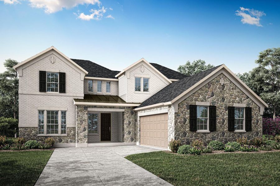 Representative exterior photo of a completed home built from the Davis by Tri Pointe Homes in Somerset Park, Rockwall, TX (Image 5).