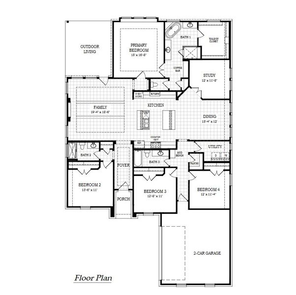 2D floor plan layout for the Samantha by Chesmar Homes in Berry Creek Highlands, Georgetown, TX (Image 4). 2D floor plan layout for the Samantha by Chesmar Homes in Berry Creek Highlands, Georgetown, TX (Image 4).