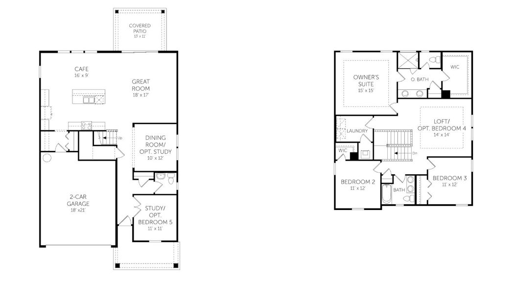 2D floor plan layout for the Driftwood - 50' Homesites by Dream Finders Homes in Wilford Preserve, Orange Park, FL (Image 3).