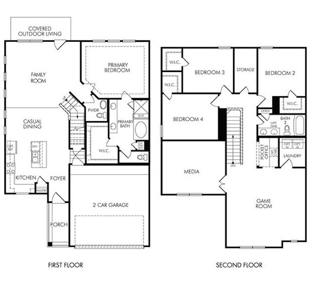 2D floor plan layout of this home in Kemah Crossing - Luxe Series, Kemah, TX (Image 4).