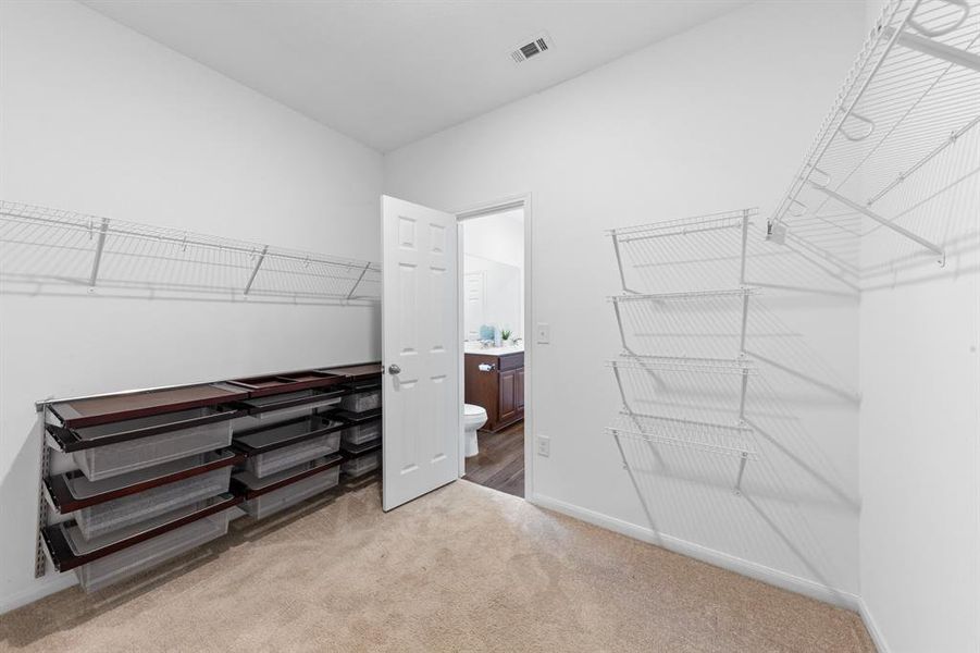 The massive walk-in closet will provide plenty of storage space.