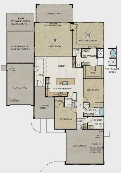 2D floor plan layout of this home in Valencia at Granite Vista, Waddell, AZ (Image 5).