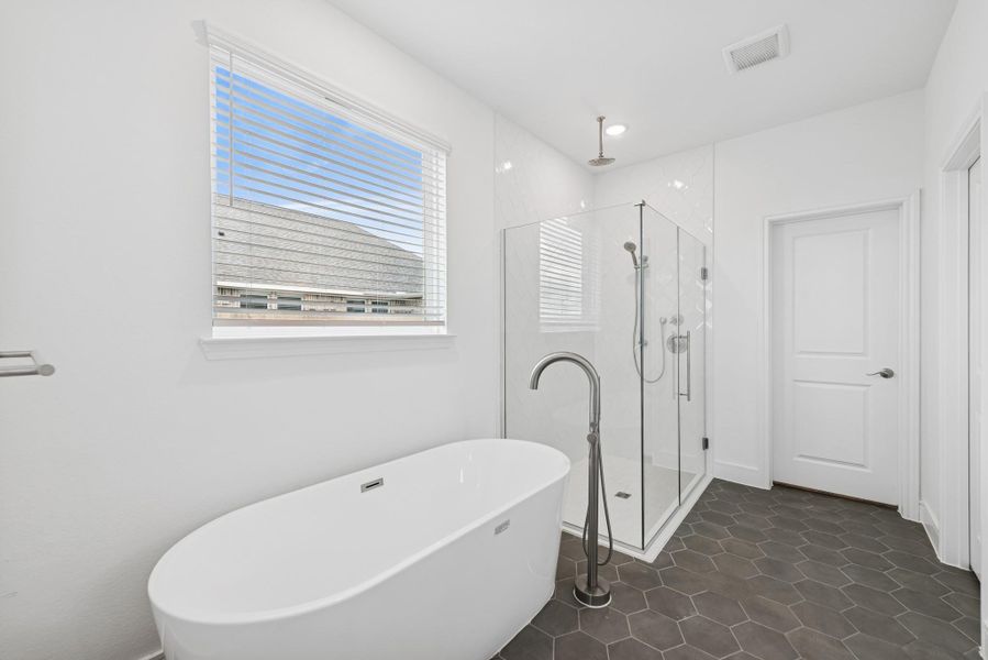 Freestanding tub and large walk-in shower