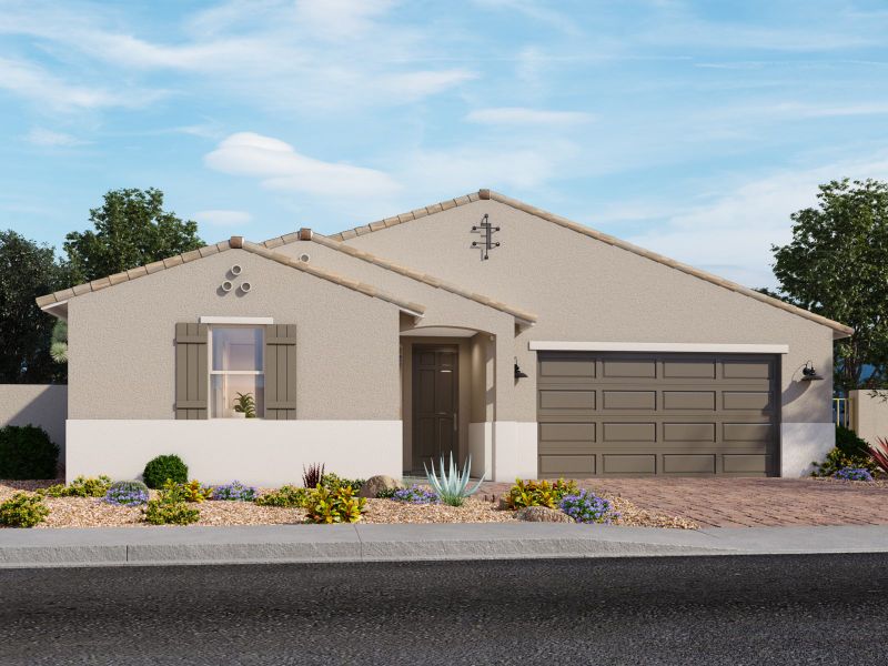 Representative exterior photo of a completed home built from the Lennon by Meritage Homes in Paloma Creek - Signature Series, Surprise, AZ (Image 1).