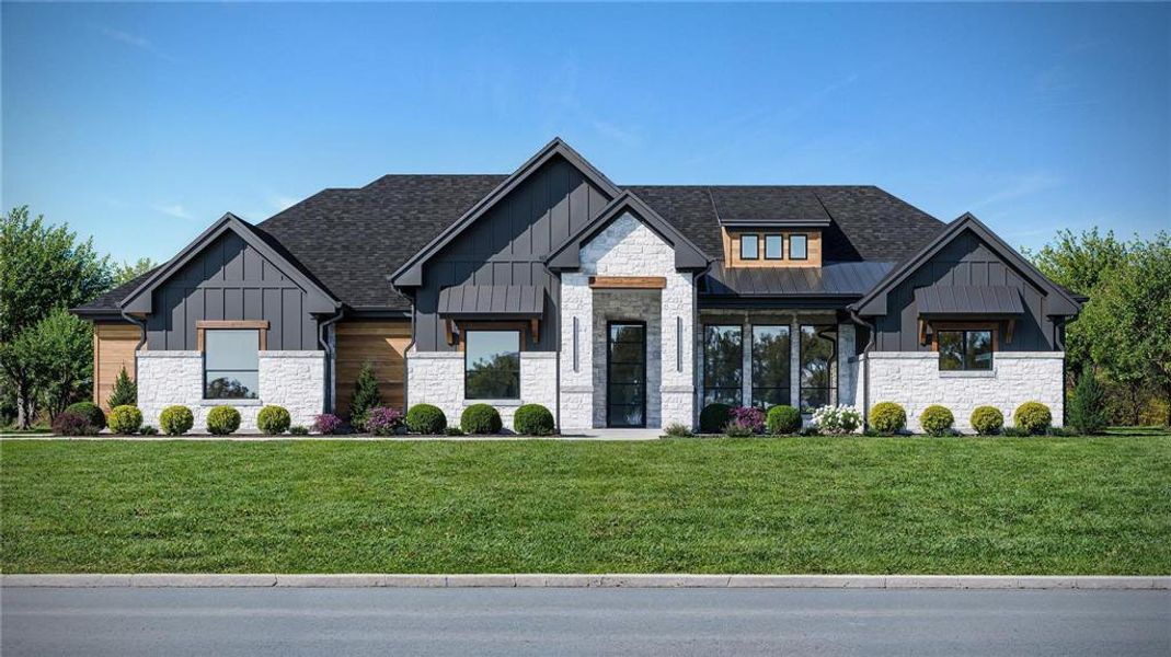 Front exterior of a new home in , Grandview, TX, highlighting curb appeal (Image 1). Front exterior of a new home in , Grandview, TX, highlighting curb appeal (Image 1).