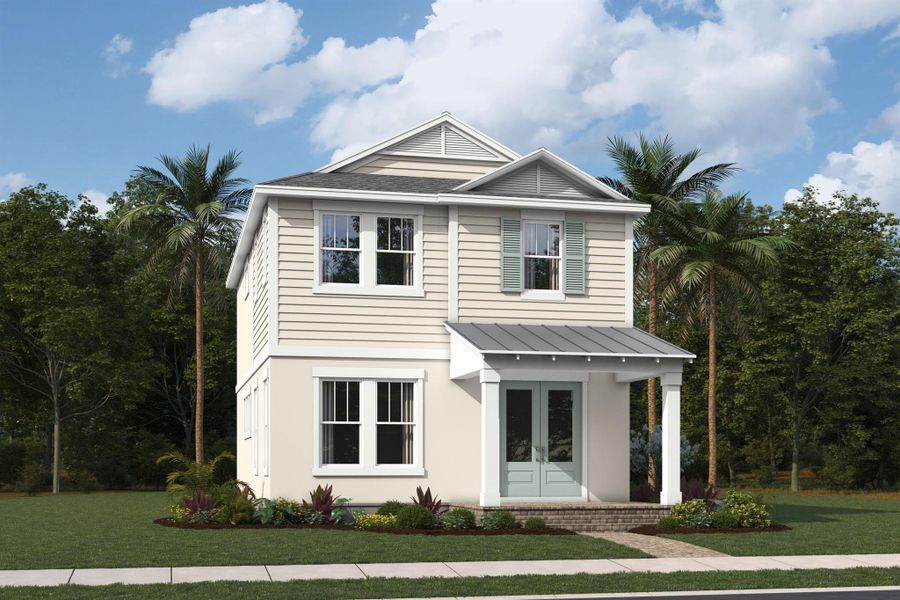 Front exterior of a new home in Newfield - Rosette Park, Palm City, FL, highlighting curb appeal (Image 1).