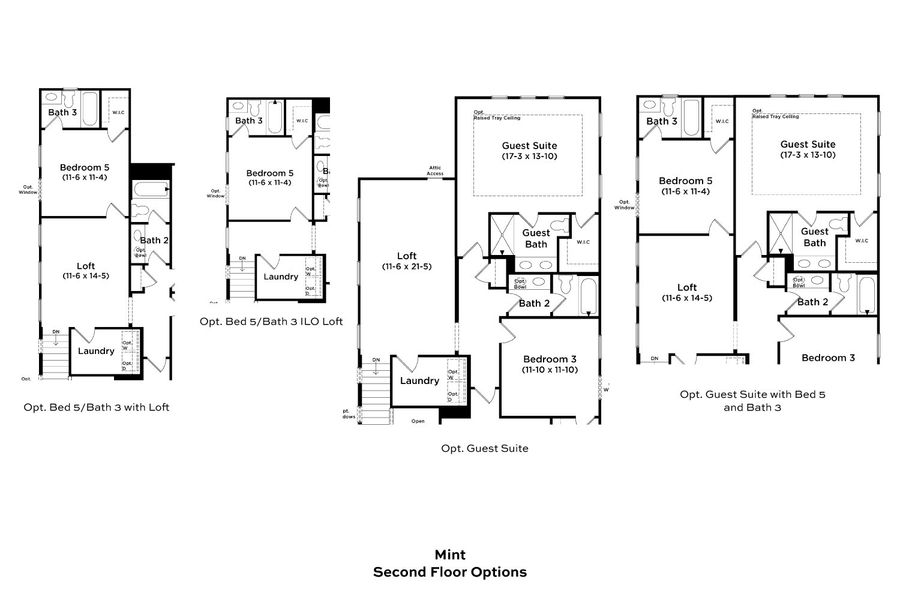 2D floor plan layout for the Mint by DRB Homes in Essex Village, Franklinton, NC (Image 24).