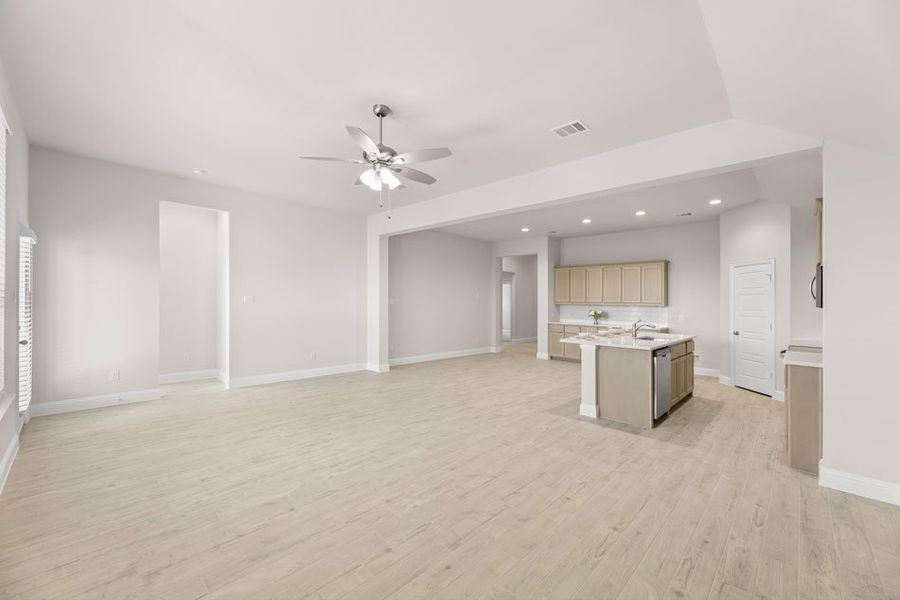 Representative exterior photo of a completed home built from the Cambridge by Impression Homes in Timberbrook, Justin, TX (Image 12). Representative exterior photo of a completed home built from the Cambridge by Impression Homes in Timberbrook, Justin, TX (Image 12).