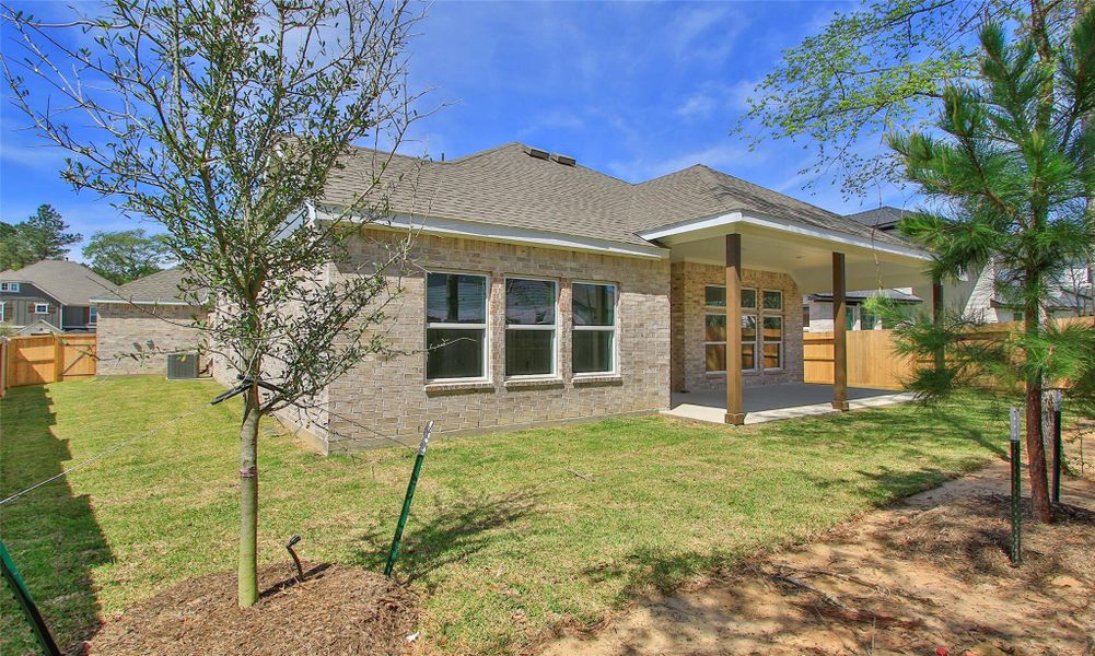 Exterior details and patio area of a home in The Woodlands Hills, Willis (Image 3).