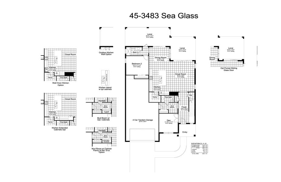 2D floor plan layout for the Sea Glass by Neal Communities in Canoe Creek, Parrish, FL (Image 3).