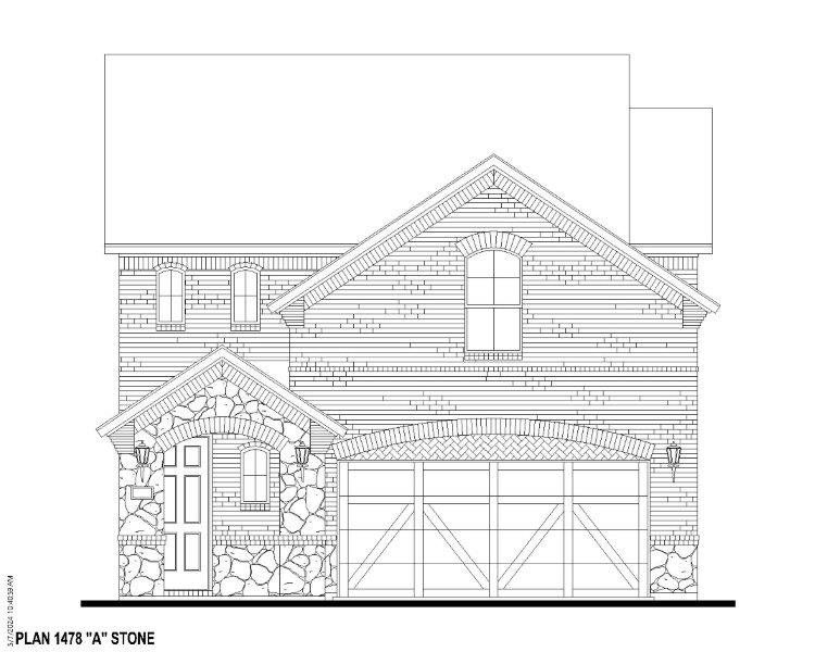 Plan 1478 Elevation A w/ Stone