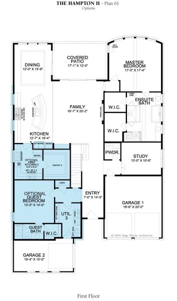 2D floor plan layout for the Hampton II by Landon Homes in Fields Prestige - 60's, Frisco, TX (Image 8).