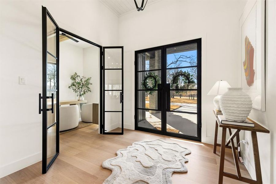 Foyer with Custom French Doors to Office Foyer with Custom French Doors to Office