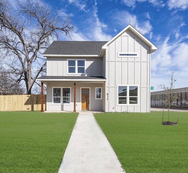 Front exterior of a new home in , Fort Worth, TX, highlighting curb appeal (Image 1). Front exterior of a new home in , Fort Worth, TX, highlighting curb appeal (Image 1).