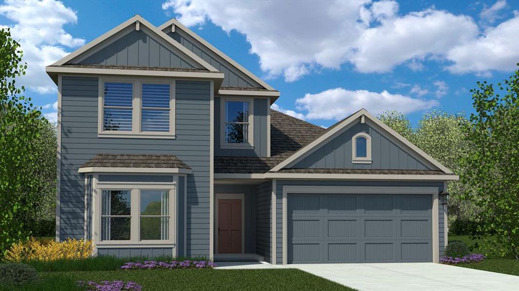 Front Elevation - D.R. Horton's Midland Floorplan Elevation Z - All Home and community information, including pricing, included features, terms, availability and amenities, are subject to change at any time without notice or obligation. All Drawings, pictures, photographs, video, square footages, floor plans, elevations, features, colors and sizes are approximate for illustration purposes only and will vary from the homes as built.