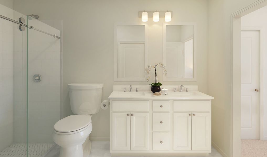 Primary bath with dual sinks Primary bath with dual sinks
