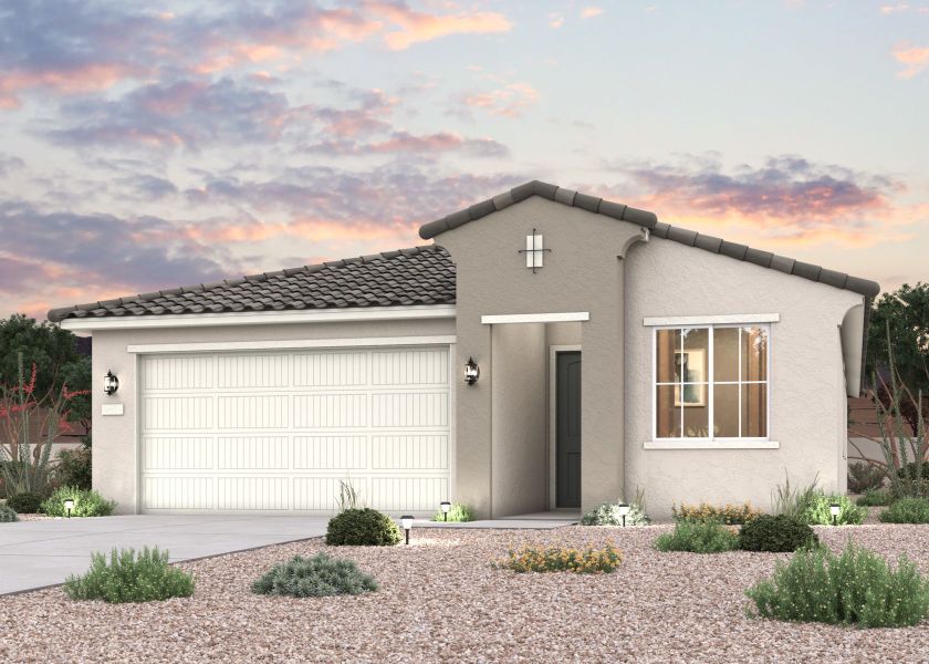 Twilight rendering of a new home for sale in Surprise, AZ by Century Communities. Twilight rendering of a new home for sale in Surprise, AZ by Century Communities.