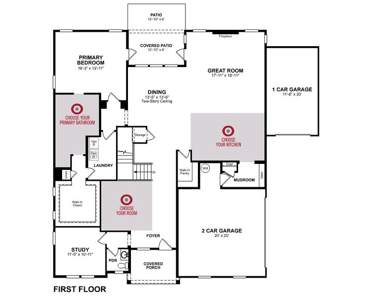 2D floor plan layout for the Toccoa by Beazer Homes in Estates at Daves Creek, Cumming, GA (Image 3).