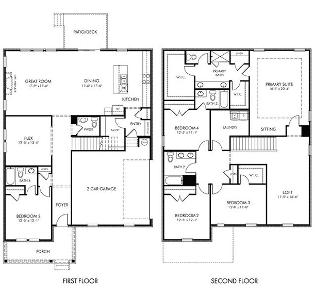 2D floor plan layout for the Turner by Meritage Homes in Benders Cove - Estate Series, Mount Juliet, TN (Image 3).