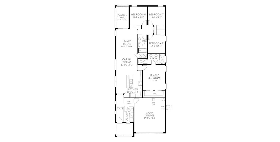 2D floor plan layout for the Aspen - 19800 by Dream Finders Homes in Waterlin, St. Cloud, FL (Image 3).