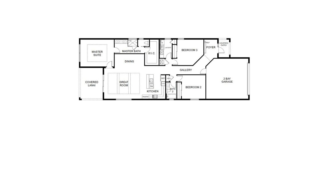 2D floor plan layout for the Beacon by GHO Homes in The Falls at Grand Harbor, Vero Beach, FL (Image 12).