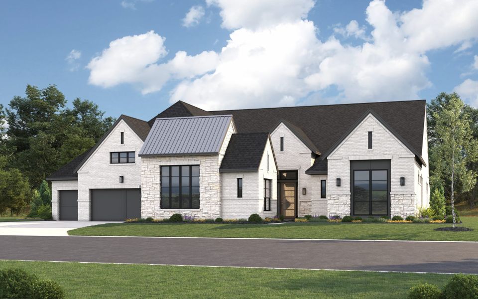Representative exterior photo of a completed home built from the 7012 by Tradition Homes in Mustang Lakes, McKinney, TX (Image 11).