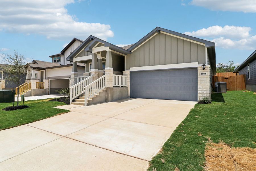 Front exterior of the Hughes floorplan at a Meritage Homes community.