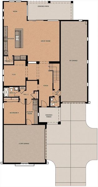 2D floor plan layout for the Westport by Fulton Homes in North Shore, Litchfield Park, AZ (Image 3).