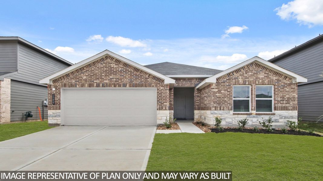 Representative exterior photo of a completed home built from the Huntsville by D.R. Horton in Grand Pines, Magnolia, TX (Image 2).