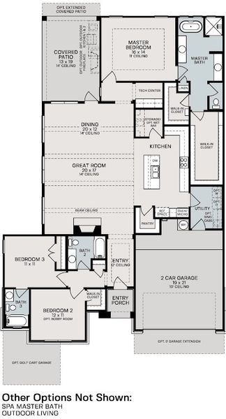 2D floor plan layout for the Le Mans by Sitterle Homes in Comanche Trace, Kerrville, TX (Image 3).
