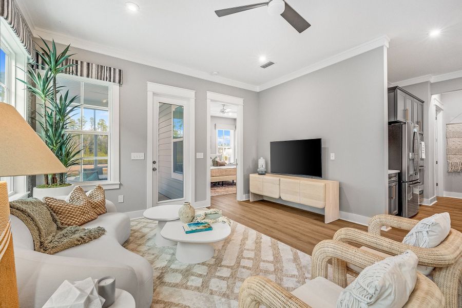 Furnished interior view inside a new home in The Villas at Longleaf Park, a Watersound Origins® community, Inlet Beach (Image 5).