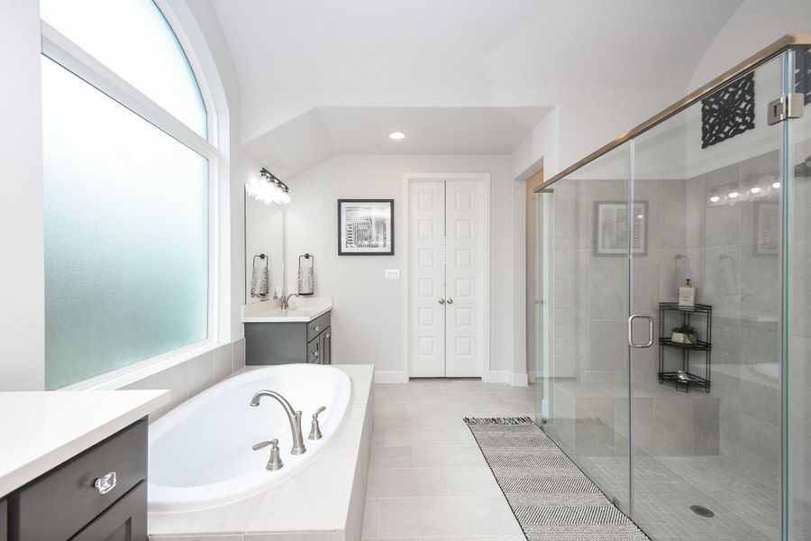 Vaulted ceilings and oversized shower