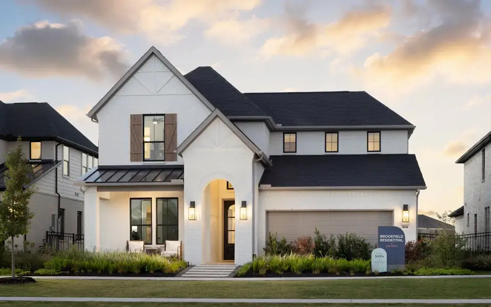 Representative exterior photo of a completed home built from the Hendrix by Brookfield Residential in Easton Park, Austin, TX (Image 15). Representative exterior photo of a completed home built from the Hendrix by Brookfield Residential in Easton Park, Austin, TX (Image 15).
